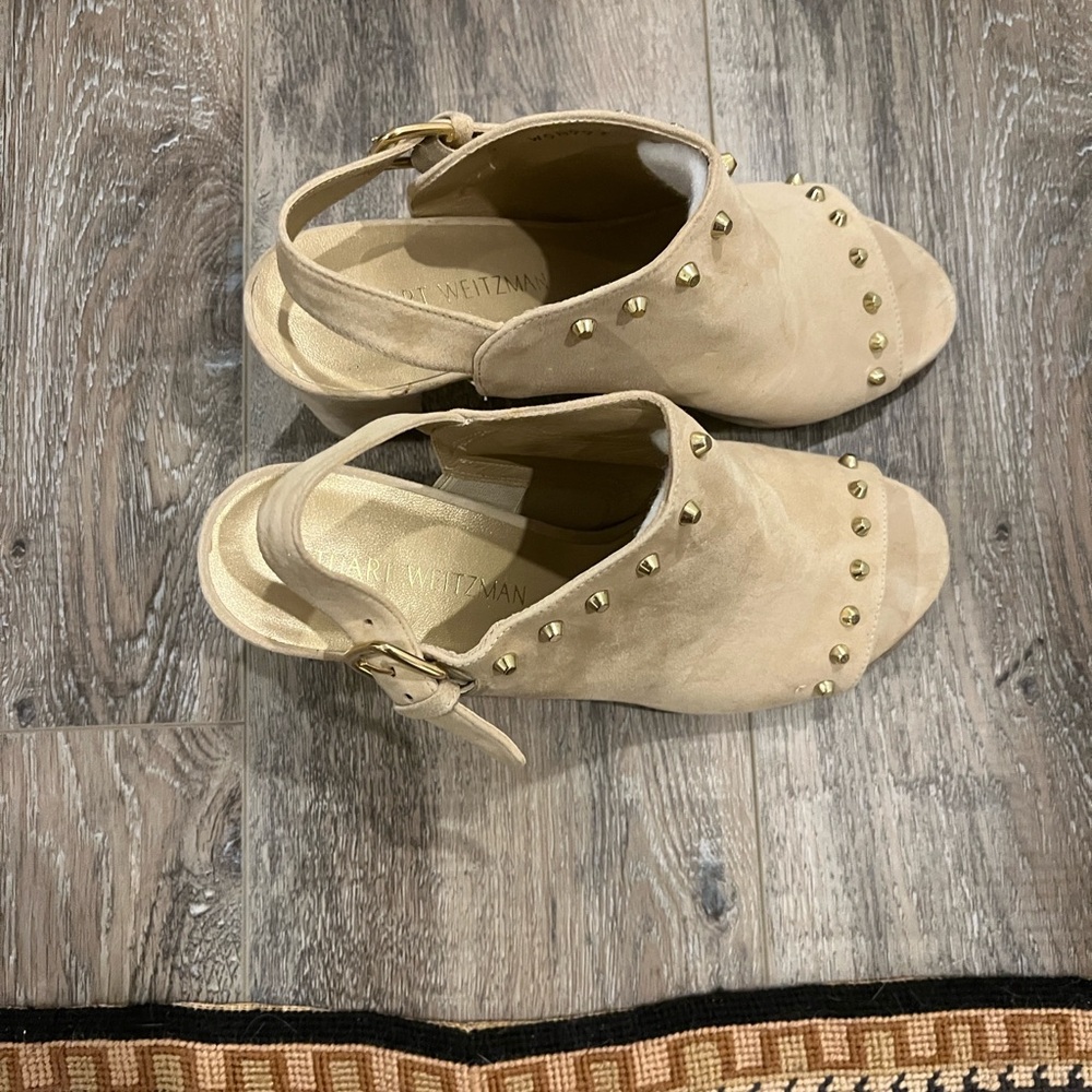 Stuart Weitzman Cream Studded Mules